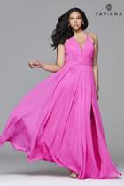 Faviana - 9397 Long Flare Chiffon V-neck With Lace-up Back