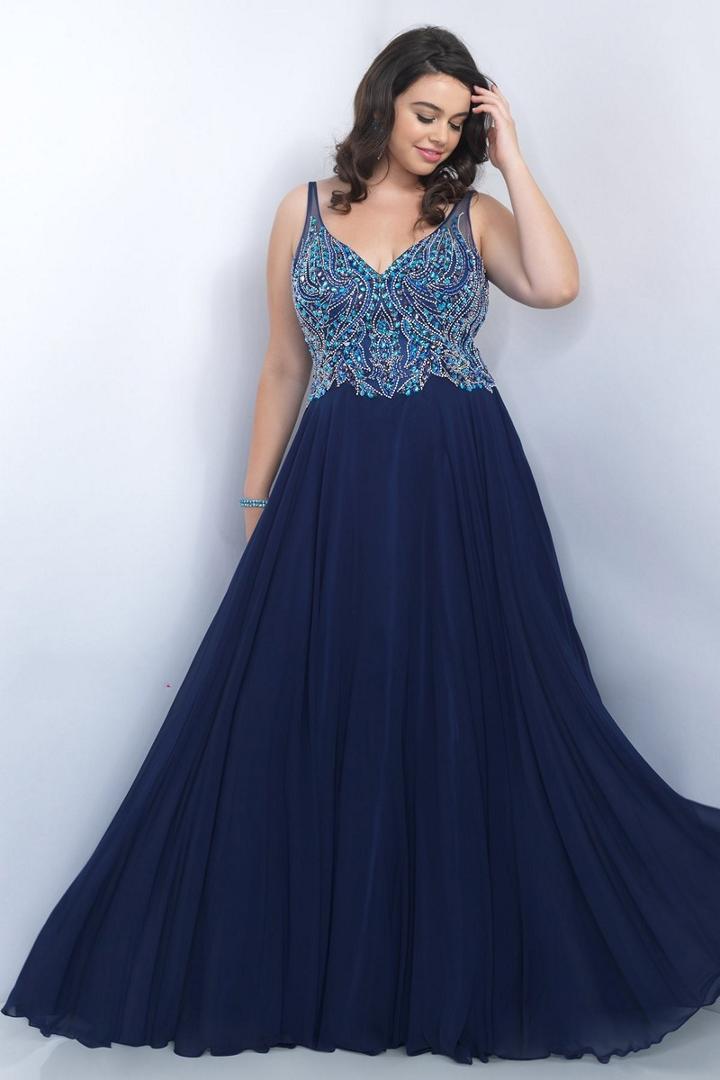 Blush Too - Sequined V Neck Long Dress 11058w