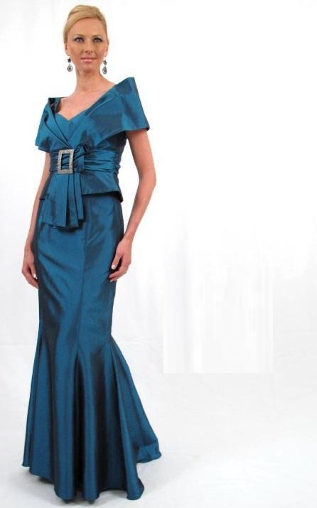 Daymor Couture - 10332 Off Shoulder Pleated Belt Evening Gown