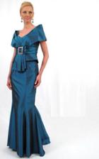 Daymor Couture - 10332 Off Shoulder Pleated Belt Evening Gown