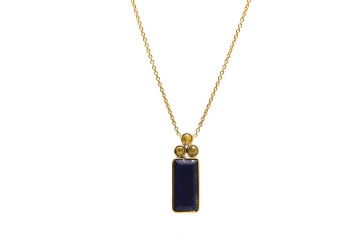 Tresor Collection - 18k Yellow Gold Necklace With Lapis And Champagne Diamond