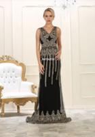 May Queen - Sleeveless V-neck Embellished Sheath Gown