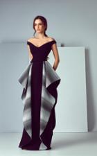 Saiid Kobeisy - 3194 Striped Ruffles Off-shoulder Gown