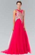 Elizabeth K - Embellished Scoop Neck Tulle A-line Dress Gl2317