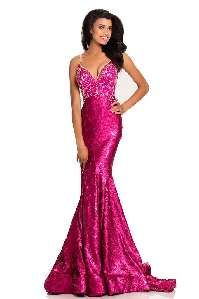 Johnathan Kayne - 8036 Bedazzled Deep V-neck Mermaid Dress