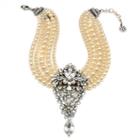 Ben-amun - Multi Strand Pearl Necklace With Crystal Pendant