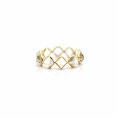 Tresor Collection - Rainbow Moonstone Square Ring Band In 18k Yellow Gold