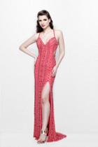 Primavera Couture - Beaded V-neck Long Dress With Slit 1830