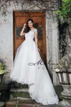 Milano Formals - Aa9330 Embellished Illusion Off-shoulder Wedding Gown