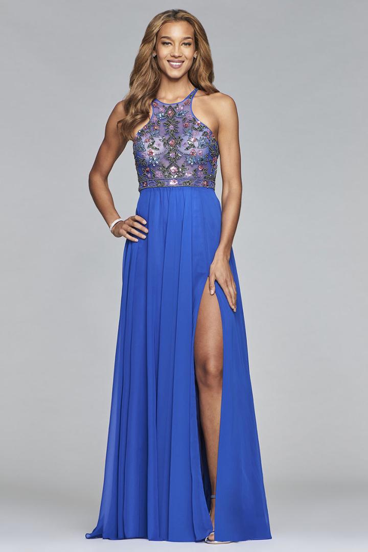 Faviana - 10086 Bead Embellished Halter Gown