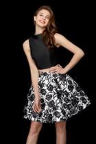 Angela And Alison - 72035 Two Piece Satin Floral Printed A-line Dress