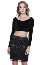 Shail K - 12173 Embellished Two Piece Velvet Sheath Dress