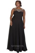 Sydney's Closet - Chiffon Illusion Bateau Neckline A-line Dress Sc7211