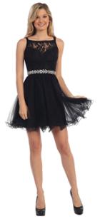 Dancing Queen - 9139 Sleeveless Lace Illusion Short Dress