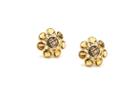 Tresor Collection - Citrine And Smoky Quartz Medium Flower Stud Earrings In 18k Yellow Gold