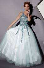 Studio 17 - 12454 Asymmetrical Sheer Beaded Evening Gown