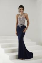 Tiffany Designs - Shimmering Long Sleek And Sexy Open Back Dress