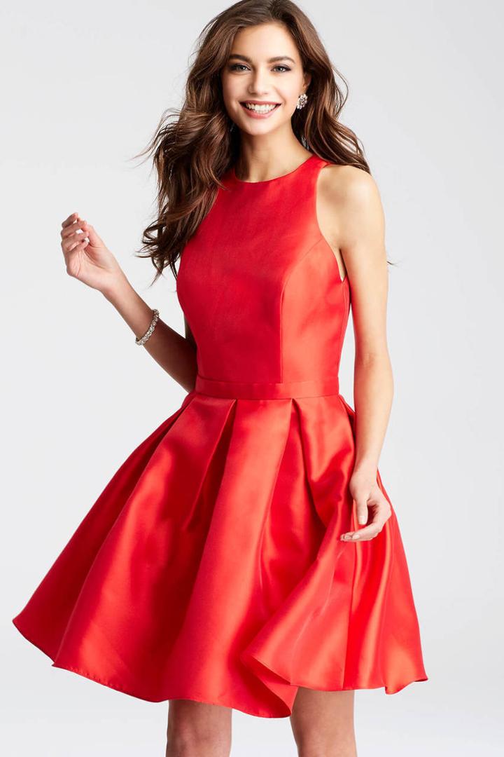 Jovani - Jvn53198 Sleeveless Open Back Mikado Cocktail Dress