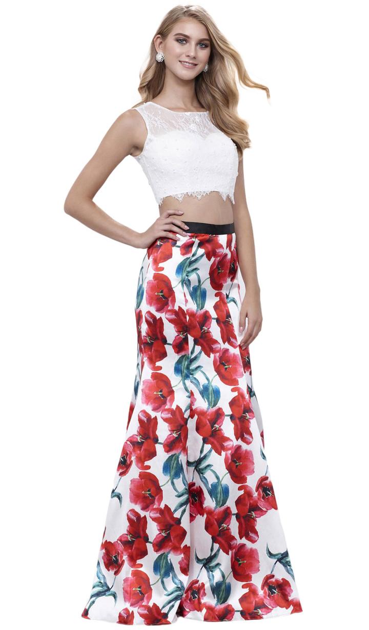 Nox Anabel - Sleeveless Lace Floral Trumpet Prom Dress 8342