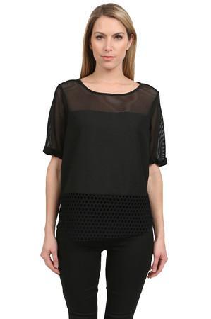 Elizabeth And James Mesh Rider Top In Black