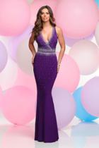 Zoey Grey - Bedazzled Plunging V Neck Gown 31108