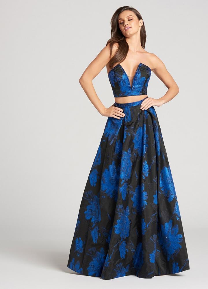 Ellie Wilde - Ew118147 Two Piece Beaded Jacquard Strapless Gown