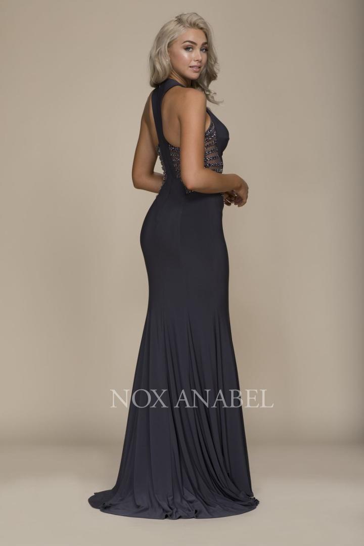 Nox Anabel - A053 Fitted Plunging Halter Evening Dress