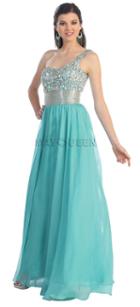 Jewel Embellished Asymmetrical Neck Chiffon A-line Dress