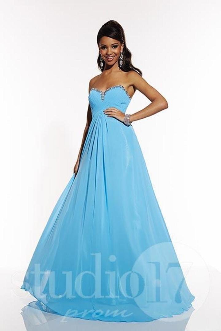 Studio 17 - Strapless Rhinestone Edge Sweetheart Chiffon Long Gown 12538