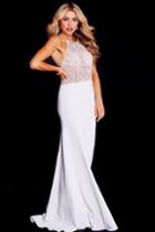 Jovani - Jvn53173 Embellished Illusion Halter Sheath Dress