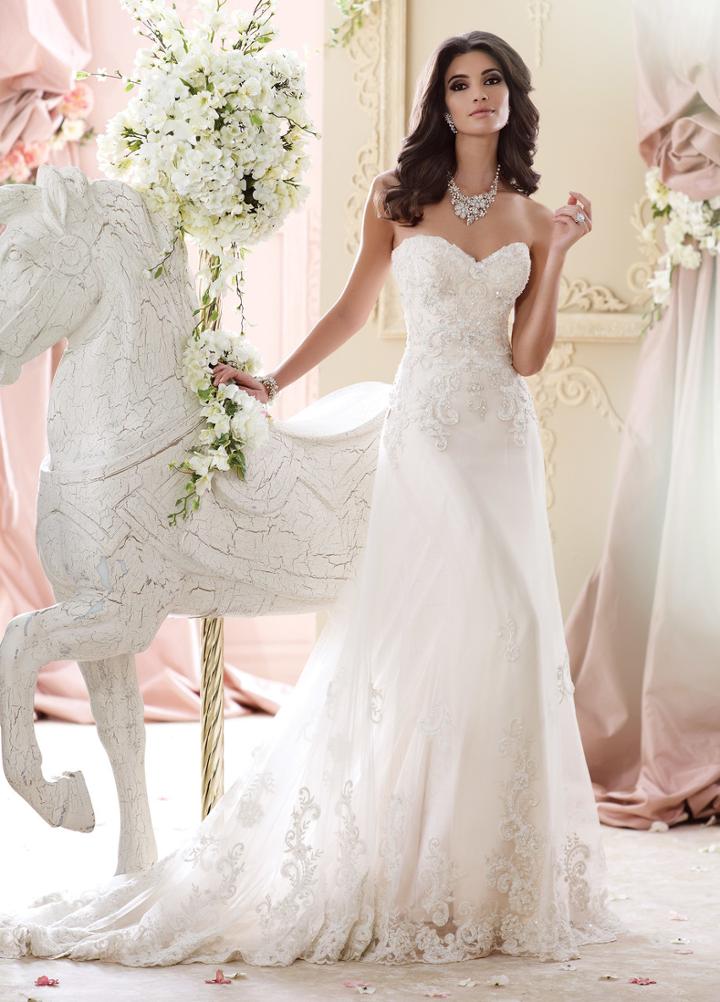 Martin Thornburg For Mon Cheri - 215267 Strapless Embroidered A-line Wedding Gown