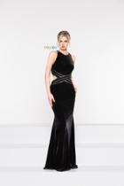 Colors Dress - 2029 Halter Neck Velvet Trumpet Dress