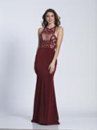 Dave & Johnny - 3443 Embellished Halter Trumpet Dress