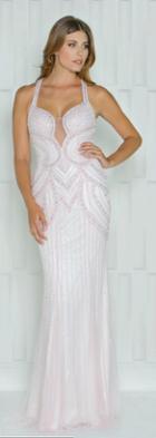 Colors Couture - J037 Shimmering Halter Style Mesh Evening Gown