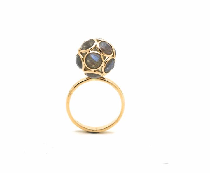 Tresor Collection - Labradorite Sphere Ball Ring In 18k Yellow Gold
