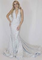 Jovani - Plunging Glitter Jersey Mermaid Gown 55414