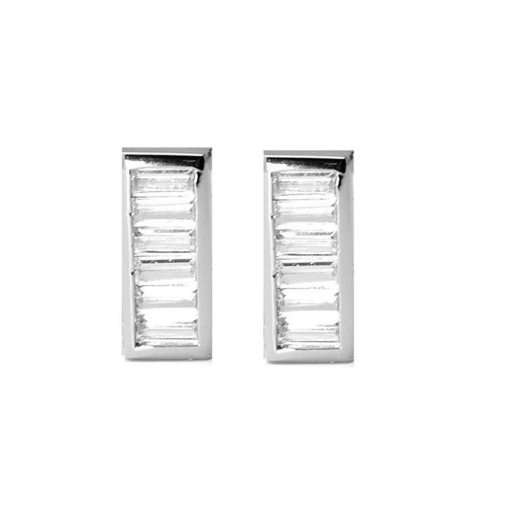 Rachael Ryen - Baguette Bar Studs - Silver