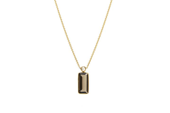 Tresor Collection - 18k Yellow Gold Necklace With Smokey Quartz And Champagne Diamond
