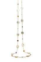 Tresor Collection - Rainbow Moonstone & Multicolor Stones Long Necklace In 18k Yellow Gold