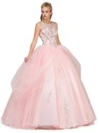 Dancing Queen - Embellished Illusion Bateau Ballgown
