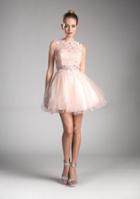 Cinderella Divine - Sleeveless Lace Bodice Tulle A-line Dress