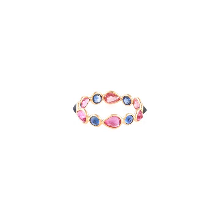 Tresor Collection - Pink Tourmaline & Blue Sapphire Ring In 18k Yg