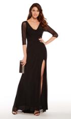 Alyce Paris - 27267 Sheer Quarter Sleeve Slit Evening Gown