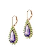 Cz By Kenneth Jay Lane - Amethyst/peridot Cz Pear Drop W/round Trim