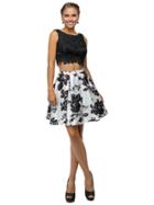 Stylish Lace-top Two-piece Short Print Homecoming Dress
