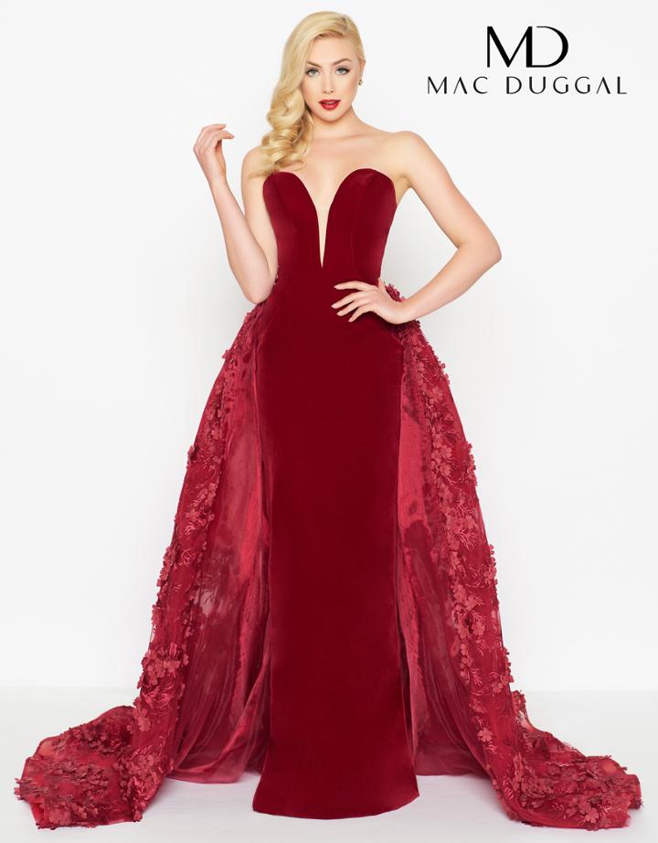 Mac Duggal - 66540r Strapless Sheath Dress With Floral Ornate Overskirt