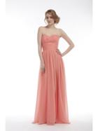 Glow By Colors - G214 Ruched Sweetheart Chiffon A-line Dress