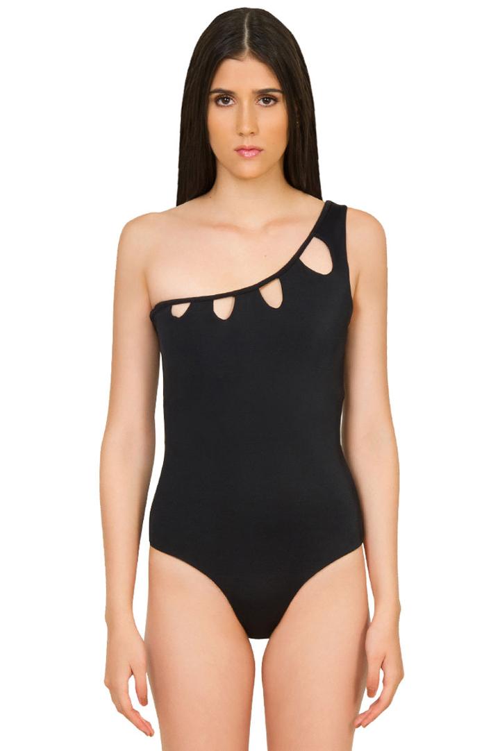 Caffe Swimwear - One Shoulder Sexy Cut Out One Piece In Black