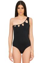 Caffe Swimwear - One Shoulder Sexy Cut Out One Piece In Black