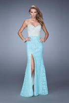 La Femme - 21023 Lace And Pearl Accented Trumpet Dress